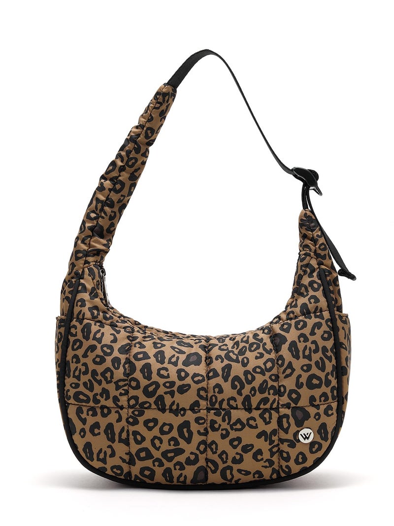 WESTBRONCO Small Puffer Crescent Shoulder Bag for Women, Nylon Quilted Shoulder Purses, Puffy Handbags with Adjustable Strap - Image 1