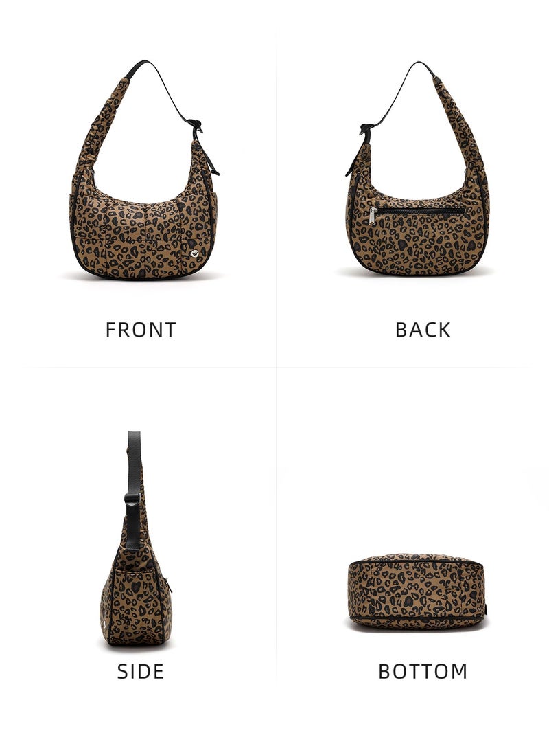 WESTBRONCO Small Puffer Crescent Shoulder Bag for Women, Nylon Quilted Shoulder Purses, Puffy Handbags with Adjustable Strap - Image 5
