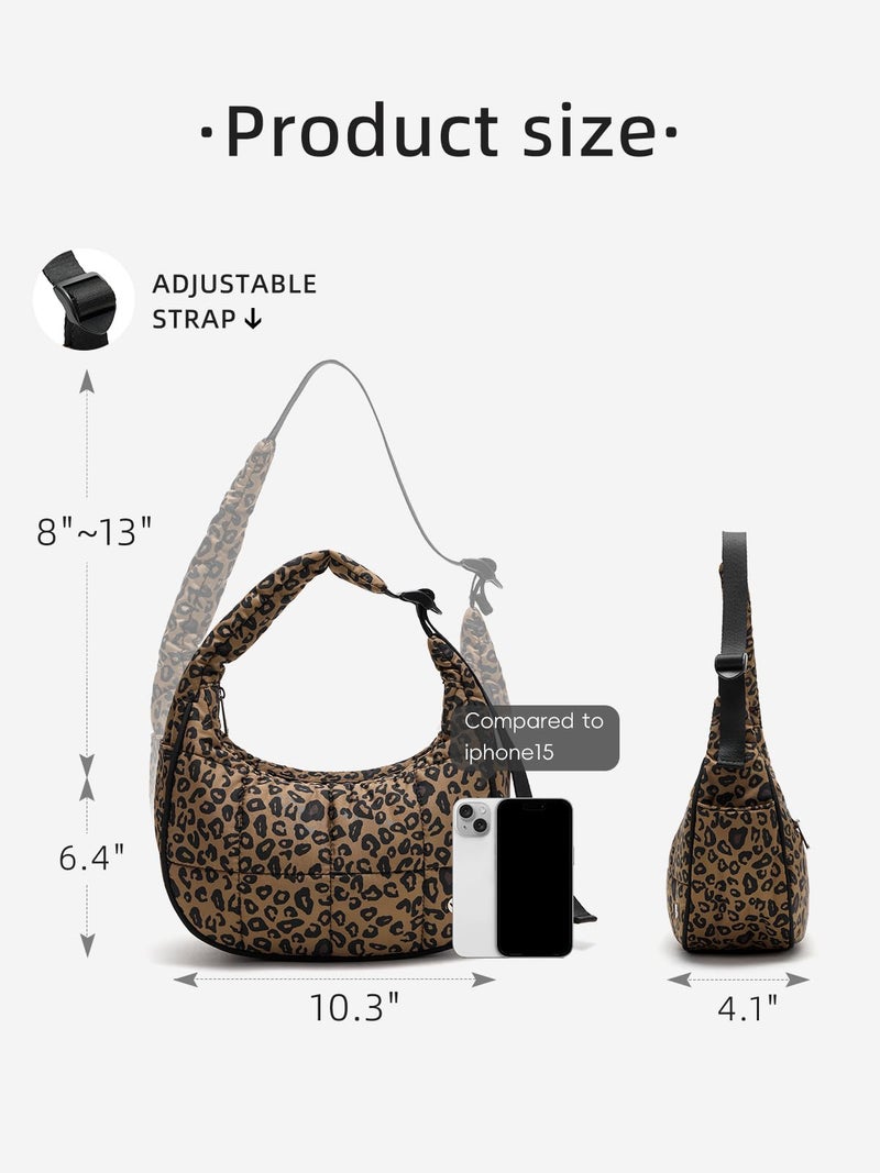 WESTBRONCO Small Puffer Crescent Shoulder Bag for Women, Nylon Quilted Shoulder Purses, Puffy Handbags with Adjustable Strap - Image 2
