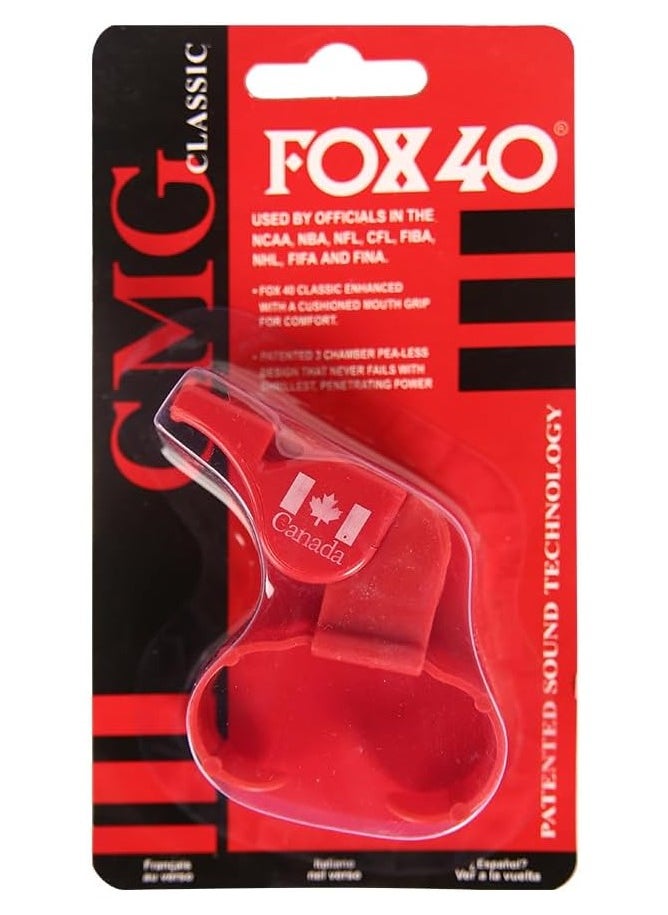 Fox 40 - Classic Finger Grip Referee Whistle With Cushioned Mouth Grip For Sport, Red - Image 1