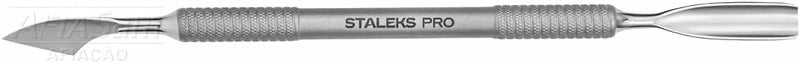 STALEKS Smart 51 Type 2 Stainless Steel Cuticle Pusher with Rubber Handle - Image 1