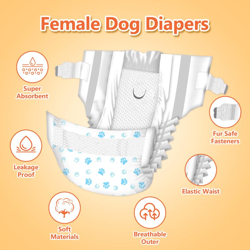 Pet Soft Doggie Diapers - Disposable Dog Diapers for Female in Heat Period or Urine Incontinence, Puppy & Cat Diapers Ultra Absorbent 12pcs XXSmall - Image 3