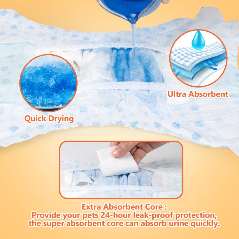 Pet Soft Doggie Diapers - Disposable Dog Diapers for Female in Heat Period or Urine Incontinence, Puppy & Cat Diapers Ultra Absorbent 12pcs XXSmall - Image 4
