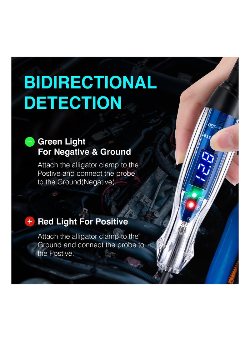 Automotive Test Light, 3-60V DC Digital LED Circuit Tester, Heavy Duty Light Tester with Voltmeter, Auto Electrical Bidirectional Voltage Electric Pen, Circuits - Image 2
