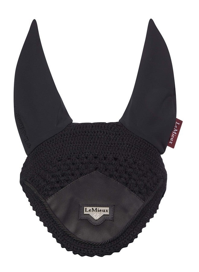 LeMieux Loire Ear Bonnet with Soft Lycra Ears - Close Knit Crochet - Comfortable Fit Equestrian Mask - Sport Horse Wear Fly Protection - Black - Large - Image 1