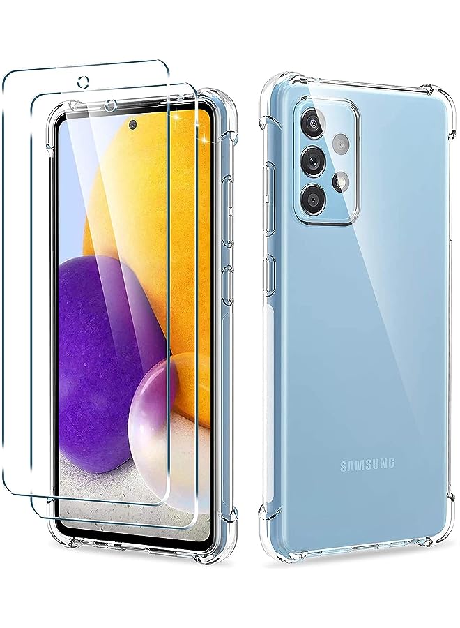 PROMASS Compatible with Samsung A72 Screen Protector with Cover Case, Anti Scratch HD Clear Bubble Free Tempered Glass and HD Clear TPU Case for Galaxy A72 - Image 1