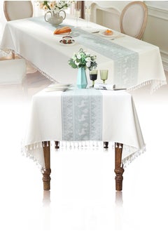 140*180cm square tablecloth, waterproof, oil-resistant, durable tablecloth imitation cotton and linen polyester material, tasseled tablecloth, suitable for families, hotels, picnics, parties, etc. - pzsku/Z04C356C22B1149ED6750Z/45/_/1717750283/4b31b7dc-6996-4da1-afa2-fdcc29d17cb4