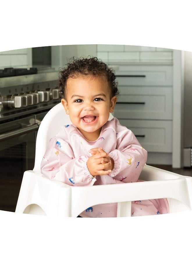 Tiny Twinkle مريلة أطفال مضادة للفوضى من Tiny Twinkle، مريلة مائية للأطفال لتناول الطعام، مريلة بأكمام طويلة قابلة للغسل في الغسالة، مناسبة للتغذية الذاتية للأطفال، مريلة للأطفال، مستلزمات BLW (سفاري صغيرة، صغيرة 6-24 شهر) - Image 2