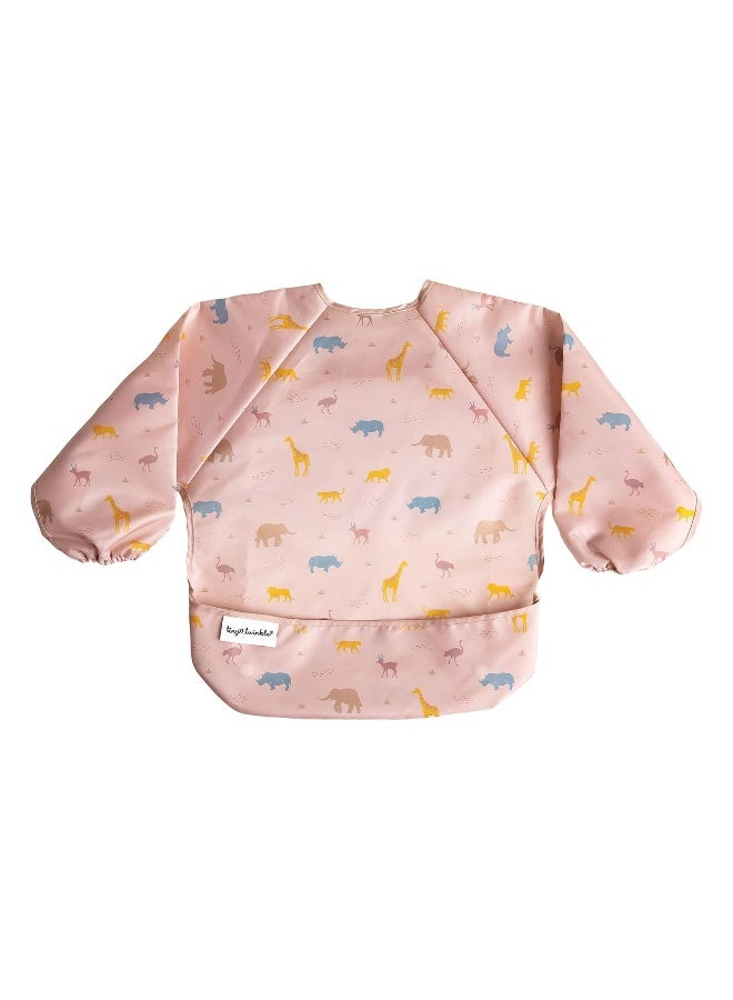 Tiny Twinkle مريلة أطفال مضادة للفوضى من Tiny Twinkle، مريلة مائية للأطفال لتناول الطعام، مريلة بأكمام طويلة قابلة للغسل في الغسالة، مناسبة للتغذية الذاتية للأطفال، مريلة للأطفال، مستلزمات BLW (سفاري صغيرة، صغيرة 6-24 شهر) - Image 1