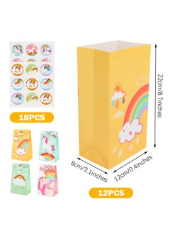 Excefore Party Bags, 12 Pack Unicorn Paper Party Bags for Kids Party, Unicorn Goodie Candy Treat Paper Bags for Girls, Gift Bags with Stickers for Unicorn Theme Birthday Baby Shower Party Supplies  - Image 2