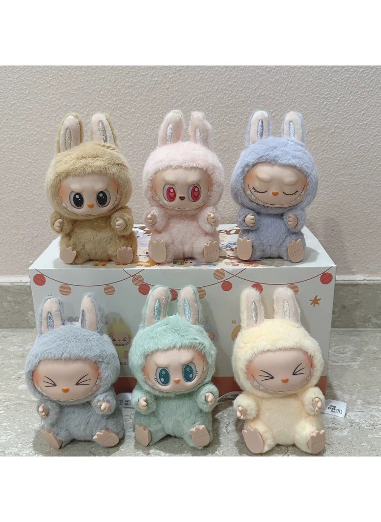 Labubu 2nd Generation Macaron Face Blind Box Plush Doll Toy Labubu Doll Key (6 Pack)