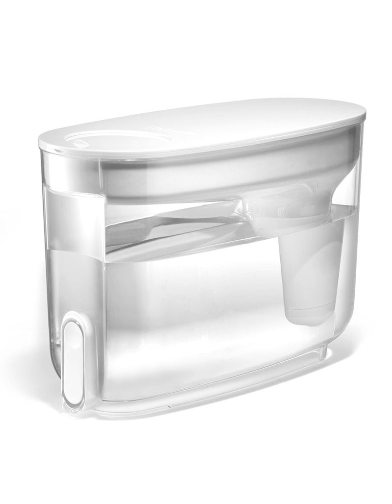 لايف ستراو لايف سترو هوم - موزع فلتر مياه سعة 18 كوبًا من البلاستيك الخالي من مادة BPA تم اختباره للحماية من البكتيريا والطفيليات والمواد البلاستيكية الدقيقة التي تحتوي على الزئبق ومجموعة متنوعة من المواد الكيميائية باللون الأبيض - Image 1