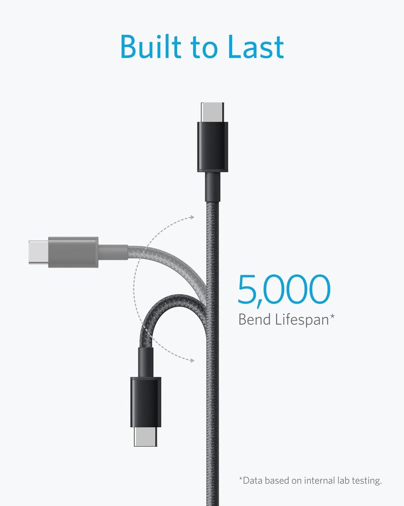أنكر كابل شحن أنكر USB-C إلى USB-C بطول 6 أقدام (عبوة من قطعتين) - شحن سريع ومتين - Image 3