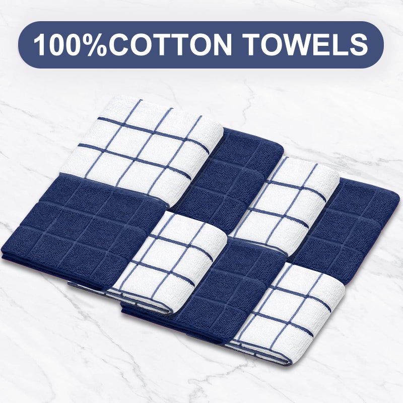 BSKSSK Oven Mitts Pot Holders Sets/Kitchen Towels and Dishcloths  Oven Gloves Kitchen Dish Towels 500 Degree Heat Resistant Potholders with Non-Slip Silicone Surface for Cooking  Grilling  Baking-Marine Blue - Image 5