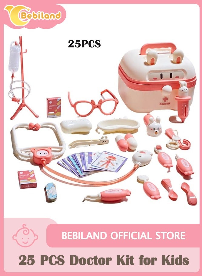 بيبي لاند 25 قطعة عة العاب طبيب تعليمية للعب التظاهري للاطفال، مجموعة طبية مع سماعة طبيب، مجموعة لعب الطبيب لطبيب الاسنان، العاب لعب الادوار لعمر هدية للبنات والاولاد الصغار - Image 1