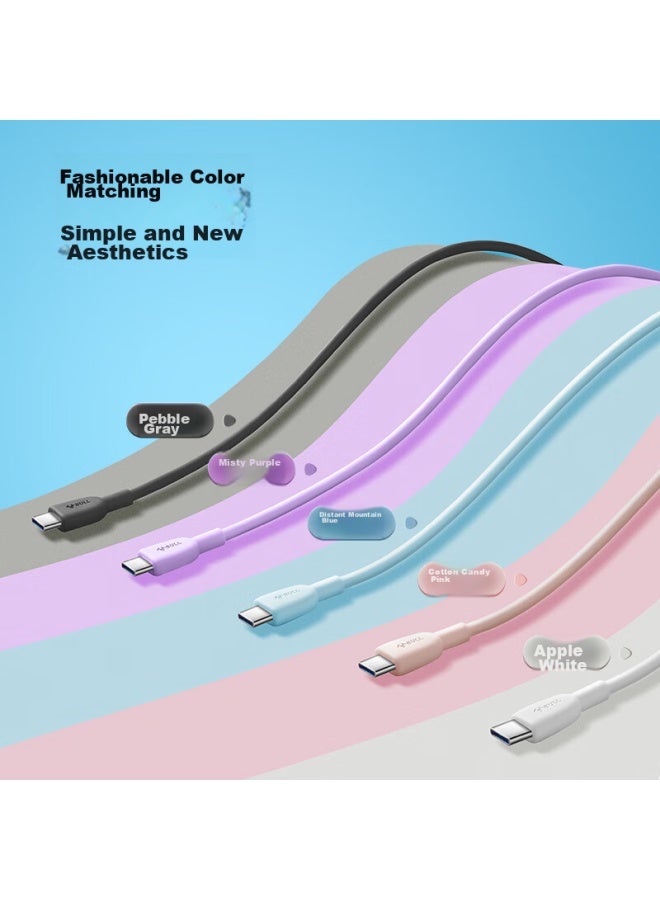 bull Ctoc/male To Male Fast Charging Data Cable, 3a High Current/c-c/1m, Compatible With Apple 15 Series Fast Charging/huawei/xiaomi/tablets/laptops, Glutinous Rice White - Image 2