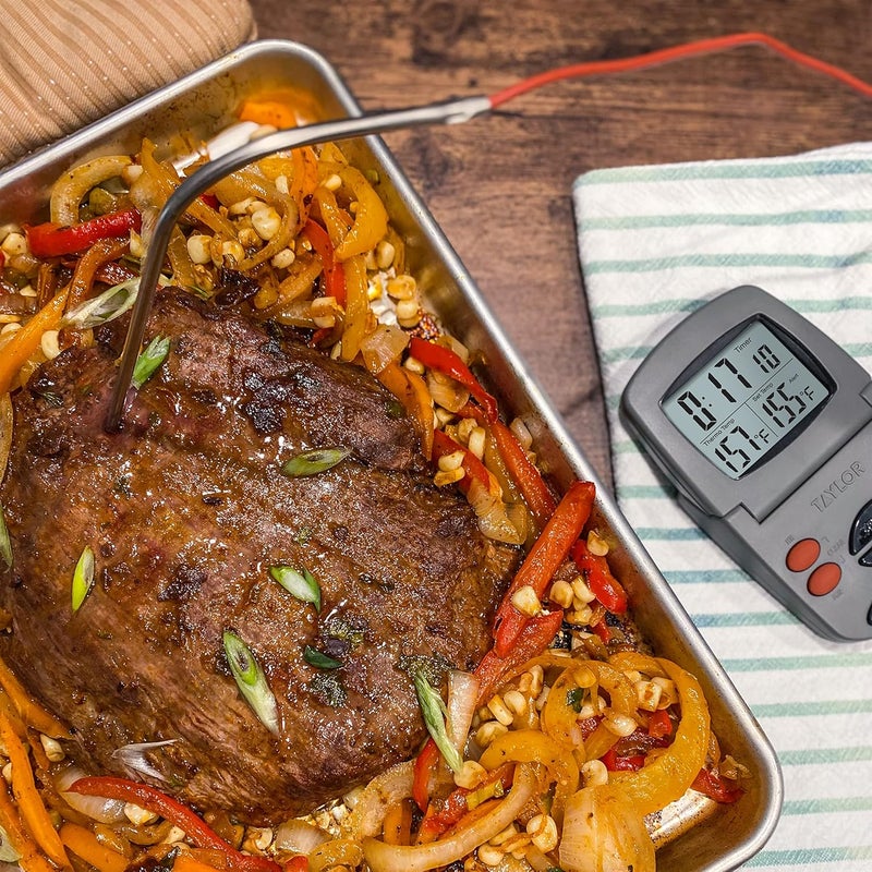 Taylor Precision Products Programmable with Timer Instant Read Wired Probe Digital, Meat, Food, Grill BBQ Cooking Kitchen Thermometer with Timer, Gray - Image 4
