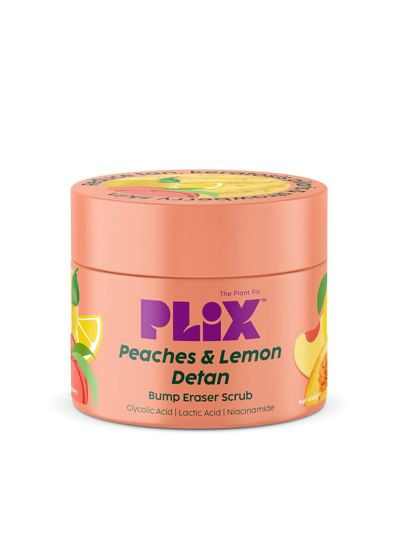 PLIX THE PLANT FIX Peaches & Lemon Detan Bump Eraser Scrub (200g) | Removes Tan & Restores Skin’s Moisture, Reduces Dark Spots, Uneven Skin Tone, & Reveals Softer Smoother Skin  - Image 1