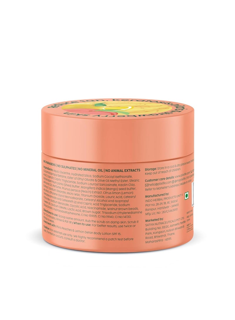 PLIX THE PLANT FIX Peaches & Lemon Detan Bump Eraser Scrub (200g) | Removes Tan & Restores Skin’s Moisture, Reduces Dark Spots, Uneven Skin Tone, & Reveals Softer Smoother Skin  - Image 2