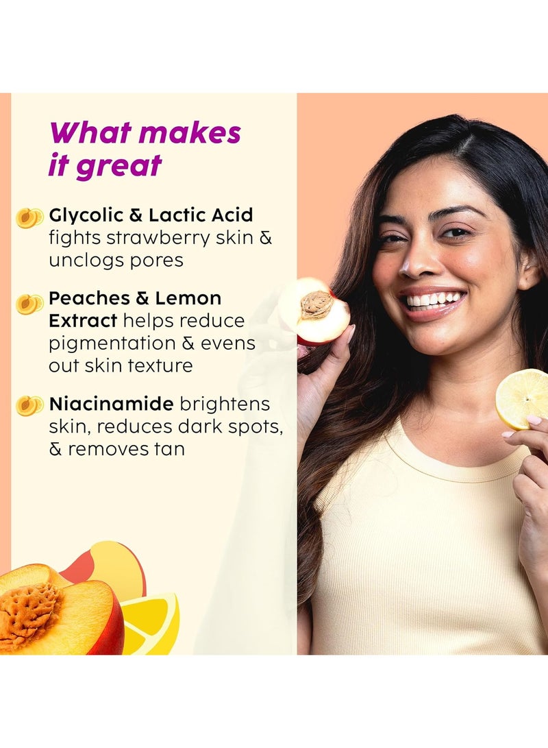 PLIX THE PLANT FIX Peaches & Lemon Detan Bump Eraser Scrub (200g) | Removes Tan & Restores Skin’s Moisture, Reduces Dark Spots, Uneven Skin Tone, & Reveals Softer Smoother Skin  - Image 3