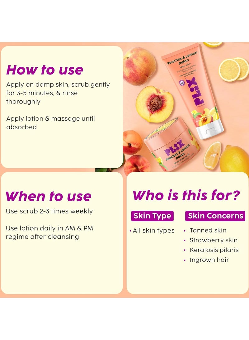 PLIX THE PLANT FIX Peaches & Lemon Detan Bump Eraser Scrub (200g) | Removes Tan & Restores Skin’s Moisture, Reduces Dark Spots, Uneven Skin Tone, & Reveals Softer Smoother Skin  - Image 5