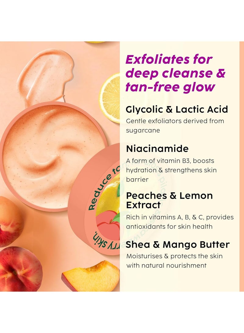 PLIX THE PLANT FIX Peaches & Lemon Detan Bump Eraser Scrub (200g) | Removes Tan & Restores Skin’s Moisture, Reduces Dark Spots, Uneven Skin Tone, & Reveals Softer Smoother Skin  - Image 4