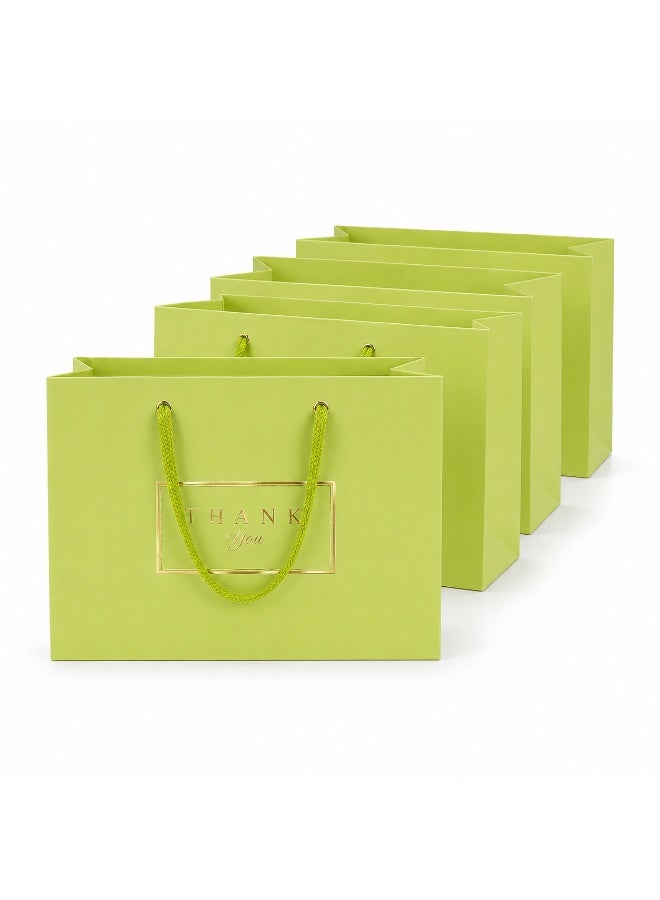 5 Sets Gold Foil Thank You Print Light Green Gift Tote Bags Ribbon Handle Hand Bags for Ramadan Eid Wedding Birthday Party Gift Packaging 32x26x11cm - Image 1
