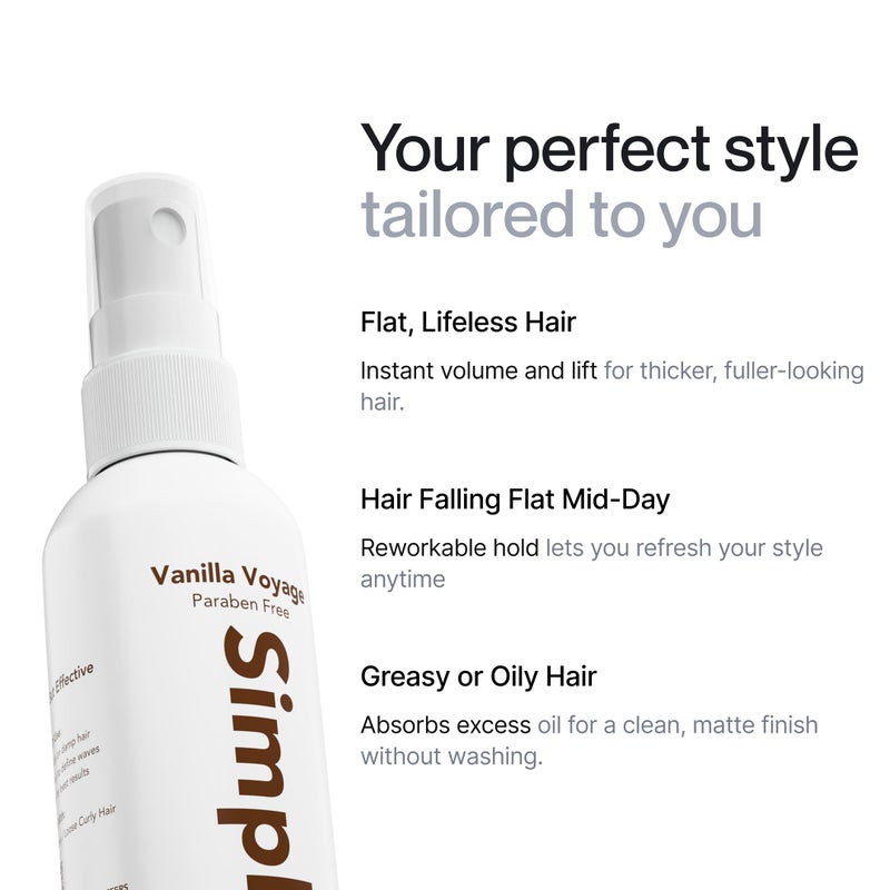 Simpletics Himalayan Sea Salt Hair Spray (Vanilla Scent) â€“ Natural 5-Ingredient Formula for Beach Waves & Volume â€“ Light Hold, Non-Greasy, Paraben & Sulfate Free â€“ Unisex 8 fl oz - Image 3