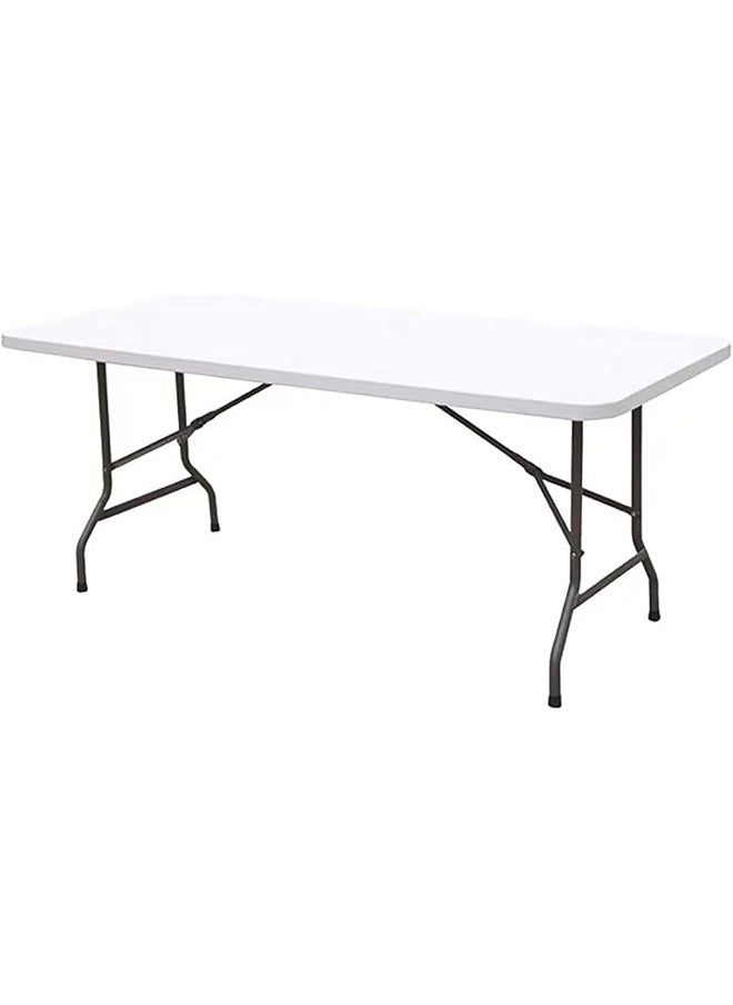 SKY-TOUCH SKY-TOUCH Folding Lightweight Trestle Outdoor Camping Table,Heavy Duty Plastic Outdoor Folding Picnic Table,Folding Trestle Table For BBQ Party, Folds in Half with Carry Handle,White  - Image 1