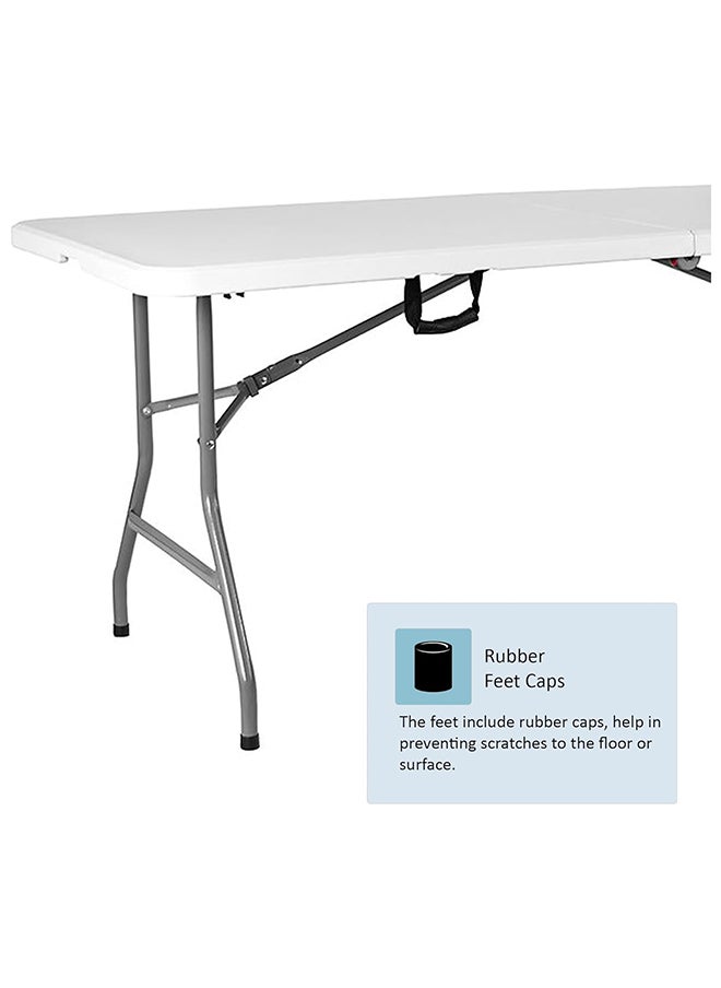 SKY-TOUCH SKY-TOUCH Folding Lightweight Trestle Outdoor Camping Table,Heavy Duty Plastic Outdoor Folding Picnic Table,Folding Trestle Table For BBQ Party, Folds in Half with Carry Handle,White  - Image 2