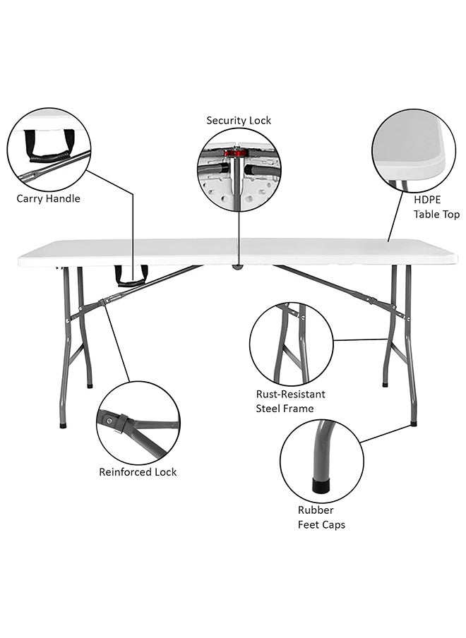 SKY-TOUCH SKY-TOUCH Folding Lightweight Trestle Outdoor Camping Table,Heavy Duty Plastic Outdoor Folding Picnic Table,Folding Trestle Table For BBQ Party, Folds in Half with Carry Handle,White  - Image 4
