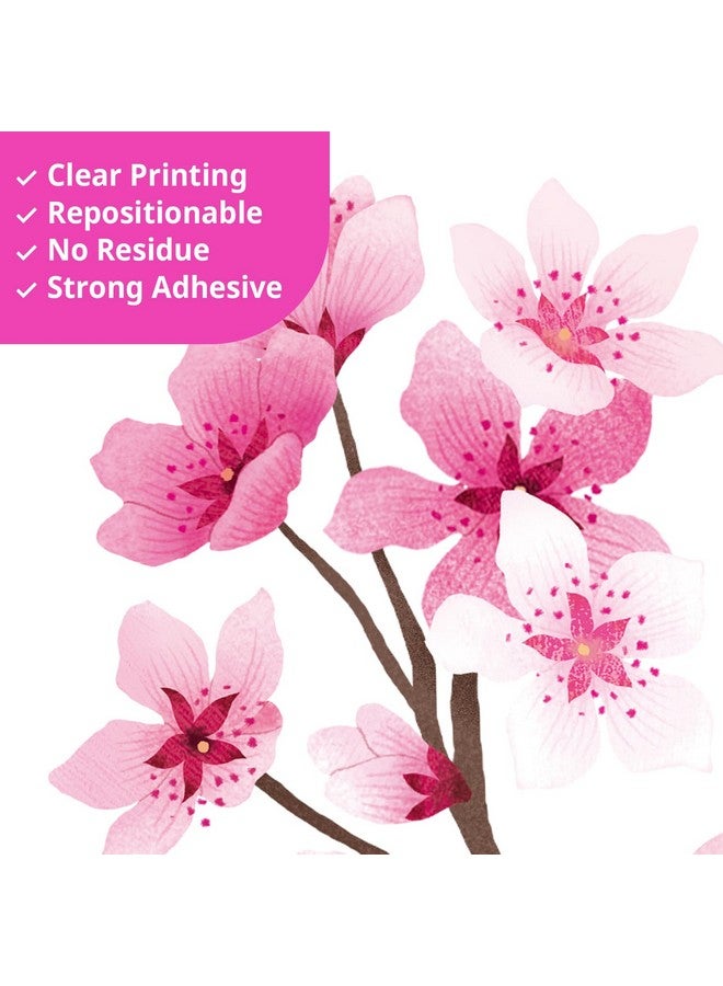 Decowall ملصقات جدارية لشجرة أزهار الكرز DECOWALL SG4-2431 لغرفة الأطفال وغرفة النوم والديكور المعيشي فرع الزهور الوردي مع طيور فنية خلفية قابلة للإزالة واللصق - Image 5