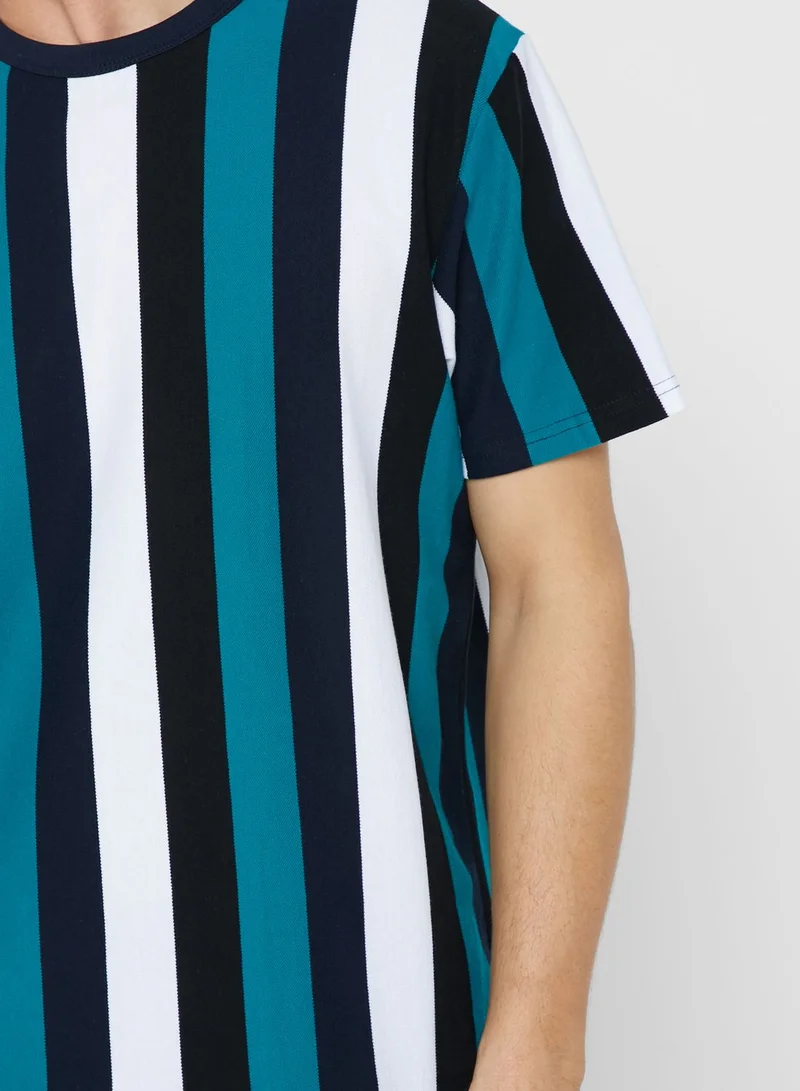 TOPMAN Striped Crew Neck T-Shirt