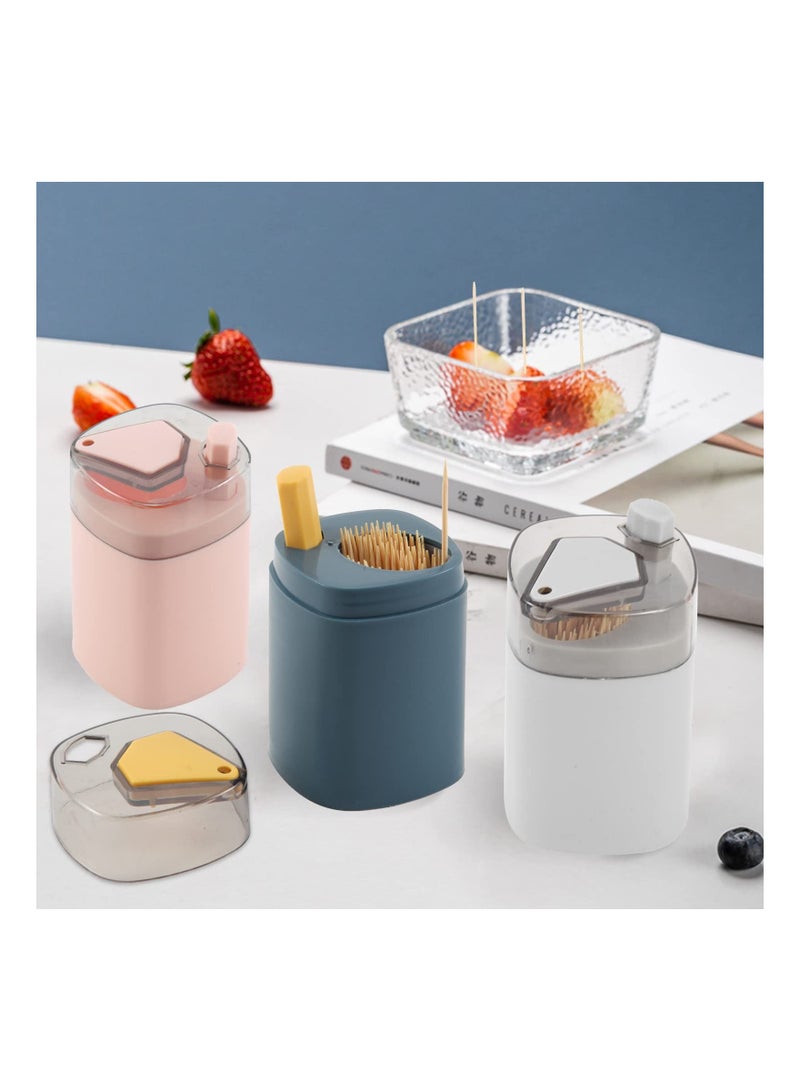 Y&D 3Pcs Automatic Toothpick Dispenser Holder Fruit Pick Container Appetizer Cotton Swab Storage Box Kitchen Gadget Mixed Color - Image 2