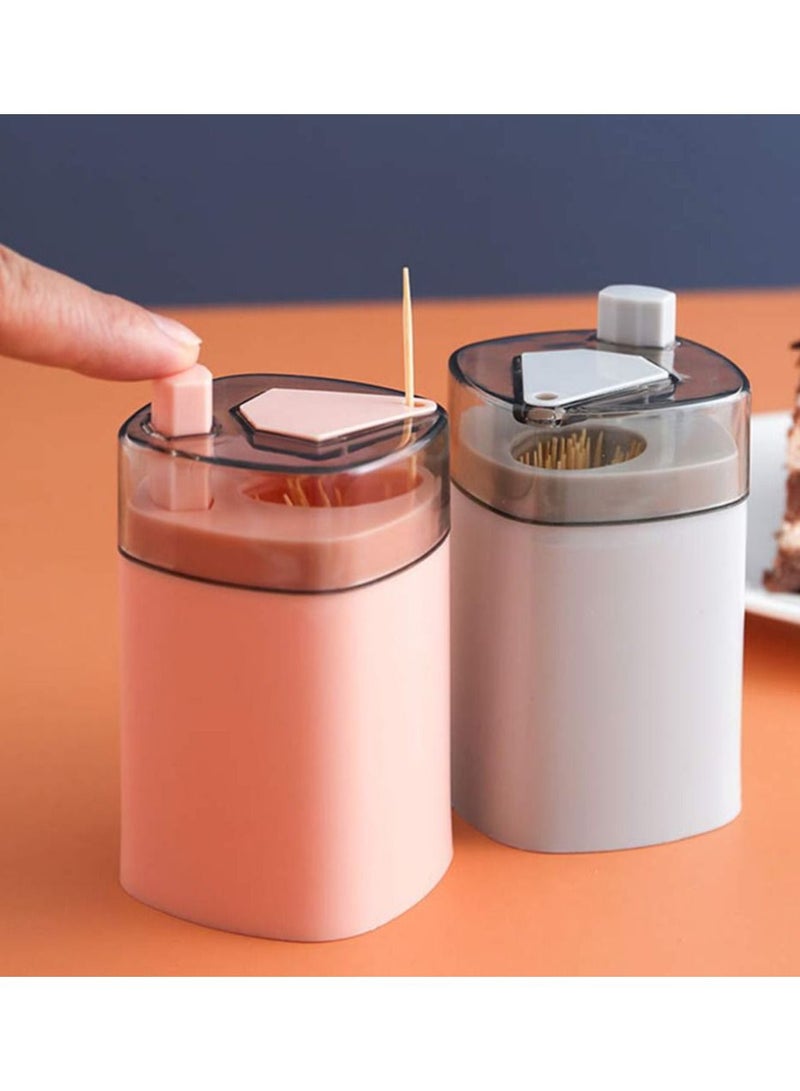 Y&D 3Pcs Automatic Toothpick Dispenser Holder Fruit Pick Container Appetizer Cotton Swab Storage Box Kitchen Gadget Mixed Color - Image 3