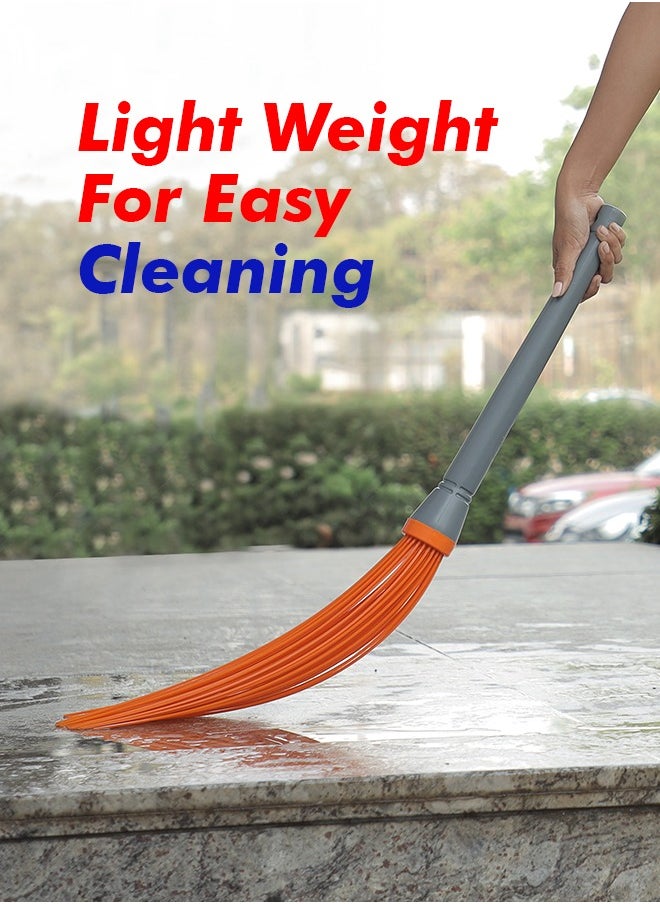 Chakaa chak Chakaachak Long Handle Kharata Orange- Washable and Durable for Floor Cleaning – Indian Brush Jharu.  - Image 2