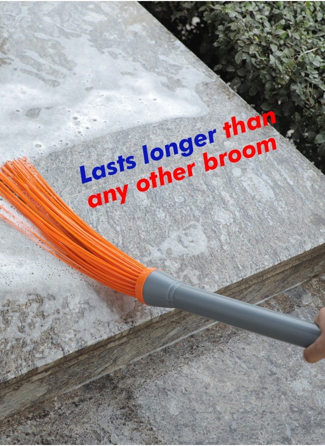 Chakaa chak Chakaachak Long Handle Kharata Orange- Washable and Durable for Floor Cleaning – Indian Brush Jharu.  - Image 4