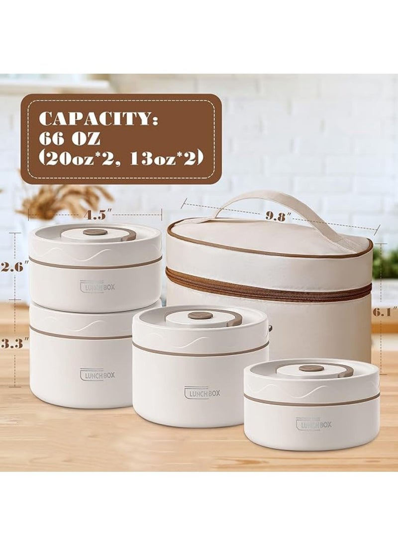 Changli Portable Insulated Food Lunch Container Set with Thermal Lunch Box, 4 Separate Stackable Lunch Container for Adult Kids Men Women, 66 Oz/8.25 Cup (White, 4-Tier)  - Image 5