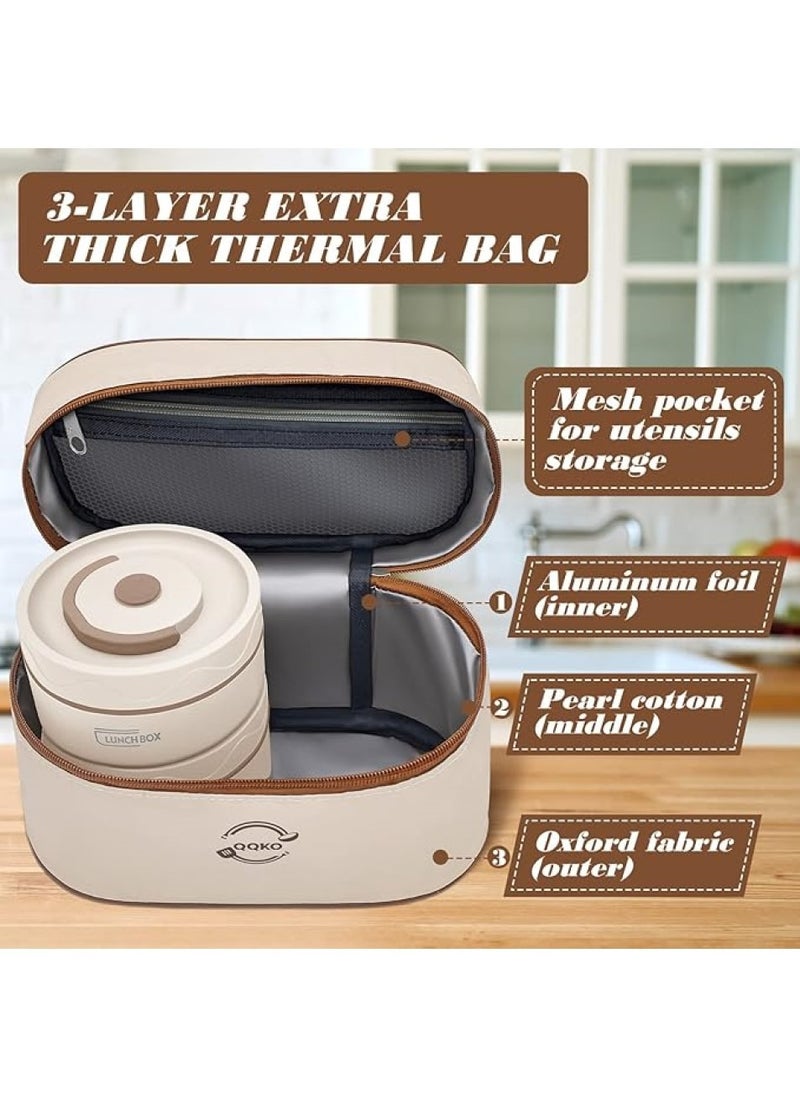 Changli Portable Insulated Food Lunch Container Set with Thermal Lunch Box, 4 Separate Stackable Lunch Container for Adult Kids Men Women, 66 Oz/8.25 Cup (White, 4-Tier)  - Image 4