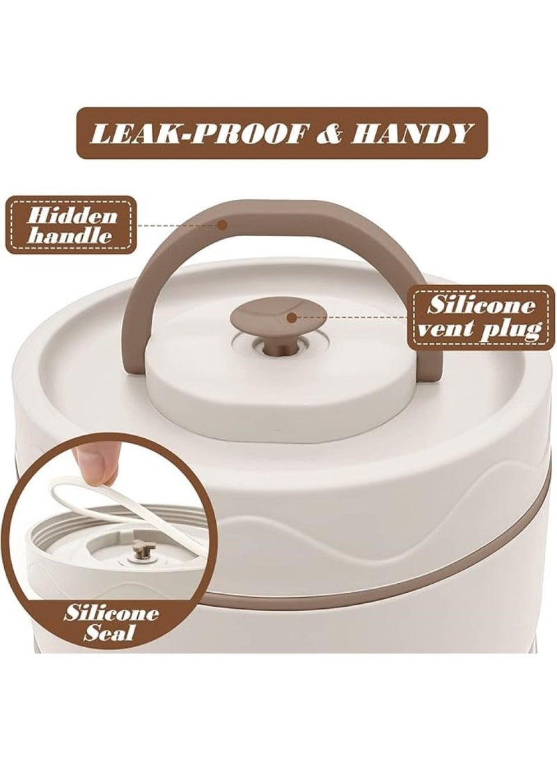 تشانجلي صندوق بنتو من الفولاذ المقاوم للصدأ للبالغين، صندوق بنتو مزود بترمس، مجموعة حاويات غداء محمولة معزولة حرارياً، 4 حاويات غداء منفصلة قابلة للتكديس ومناسبة للميكروويف - Image 5