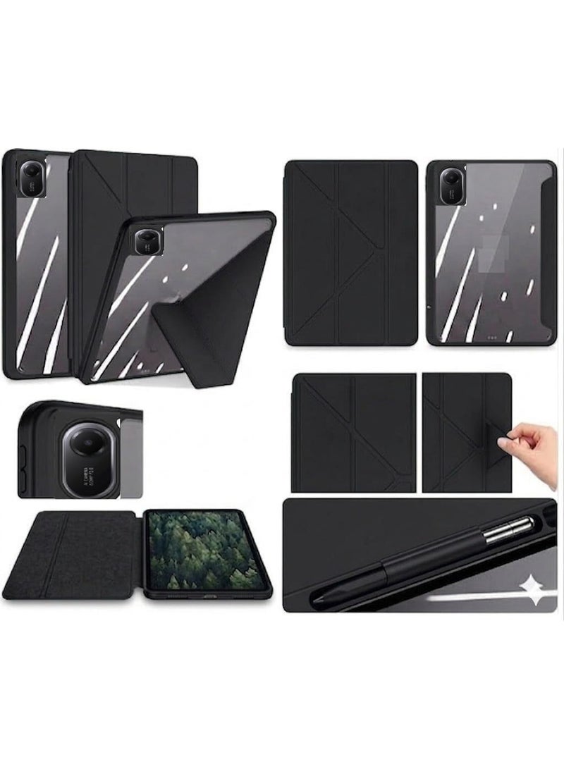 Y-Type Flip Case for Xiaomi Redmi Pad 2 11 inch 2025 Slim Hybrid Case Built-in Pencil Holder Shockproof Cover with Clear Back Shell for Xiaomi Redmi Pad 2 - (Black) - Image 5