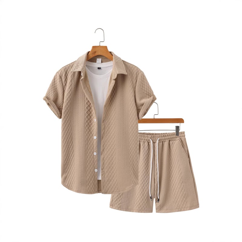2026 Summer Men's Casual Loose Short Sleeve Shirt and Shorts Set - Image 5