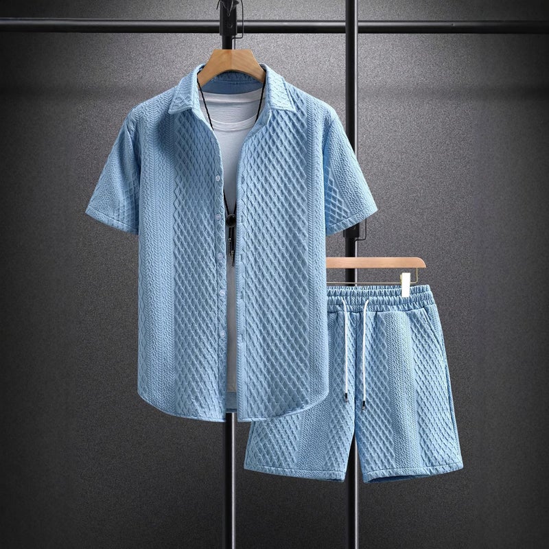 2026 Summer Men's Casual Loose Short Sleeve Shirt and Shorts Set - Image 2