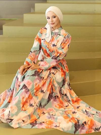 BIG DART BDART Buttoned Crew Neck Maxi Dress with Waistband