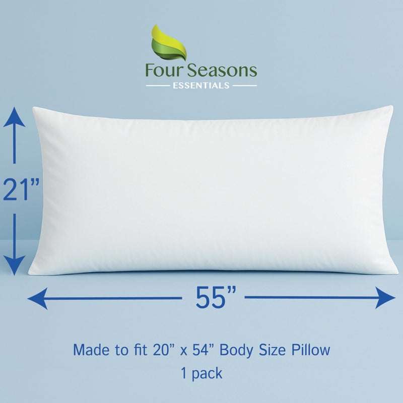 Four Seasons Essentials Body Size Pillow Protector 21" W x 55" L â€“ Waterproof Zippered Pillow Cover Hypoallergenic Dust Proof Pillowcase Encasement - Image 2