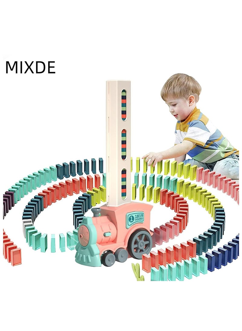 MIXDE Toy Set for Kids - 120pcs Domino Blocks Set Building and Stacking Toy  Automatic Domino Train Creative Kids Games Gift for Boy Gril Ages 3+ - Image 1