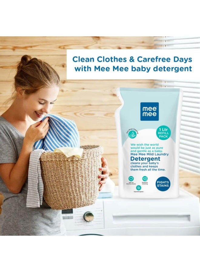 Mee Mee Baby Liquid Detergent 1 L | Ph balanced, Free from Harsh Chemicals, Safe for mother's hands & baby's skin | Anti-Bacterial, Removes Stains & Odor with One Drop, Hypoallergenic - Image 2