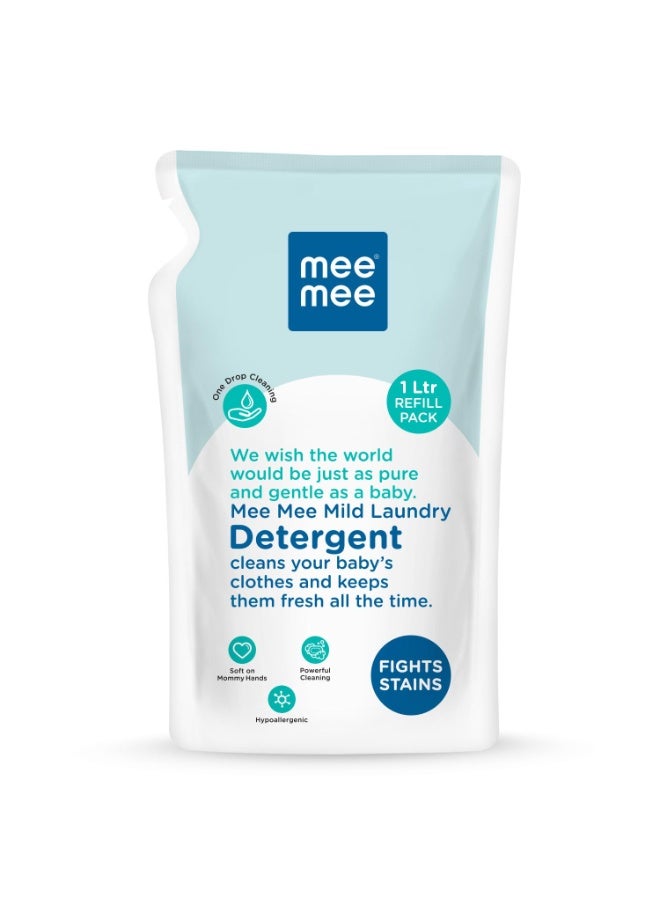Mee Mee Baby Liquid Detergent 1 L | Ph balanced, Free from Harsh Chemicals, Safe for mother's hands & baby's skin | Anti-Bacterial, Removes Stains & Odor with One Drop, Hypoallergenic - Image 1