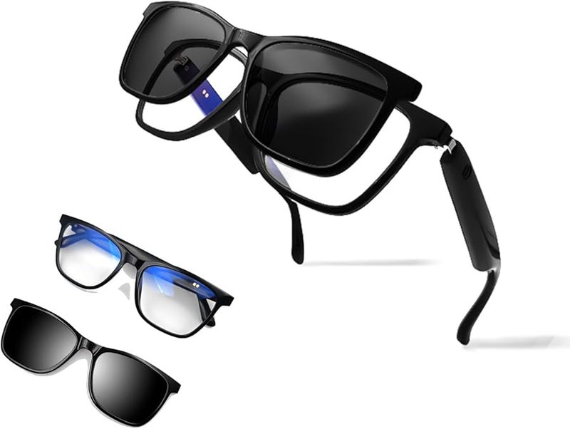 نظارات شمسية سوداء ذكية مع سماعات بلوتوث للرجال والنساء - Image 2