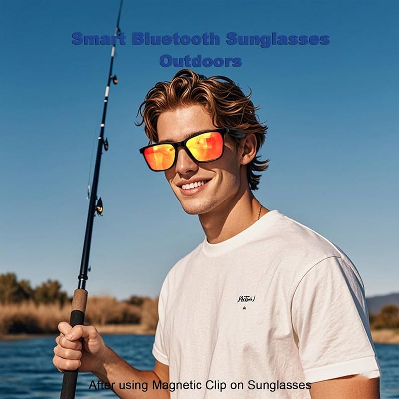 نظارات شمسية سوداء ذكية مع سماعات بلوتوث للرجال والنساء - Image 5